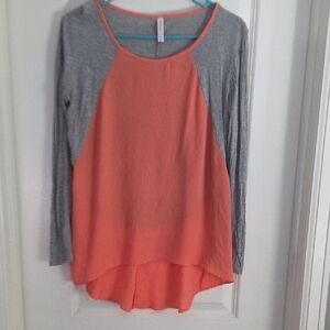 Xhilaration Orange and Gray Long Sleeve Top